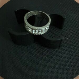 Elegant Silver Band with Crystal Accents